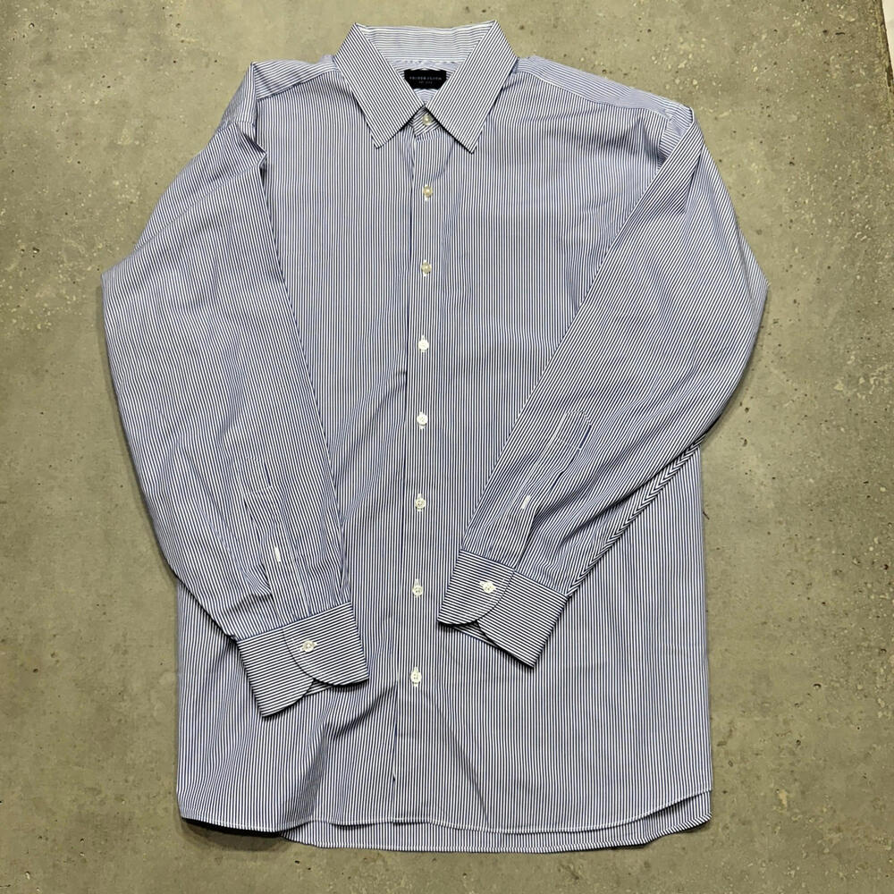 Proper Cloth Men’s Dress Casual Shirt Blue Pinstripe Long Sleeve Size L *MINT*